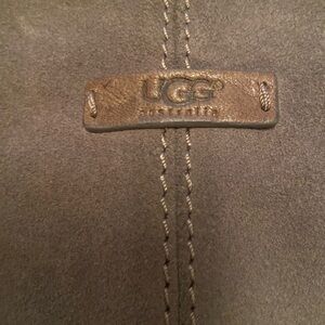 UGG Charcoal Suede Fringe Bag and Gloves